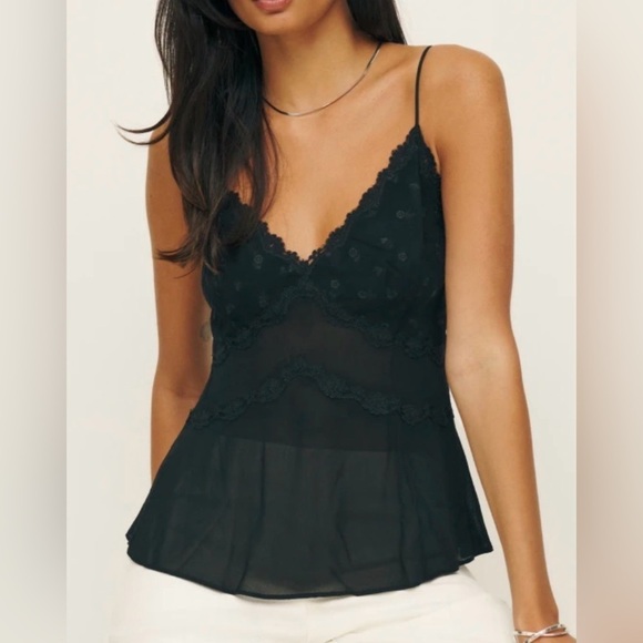 Reformation Tops - NWT Reformation Eris Lace Tank Top  Black Size XL